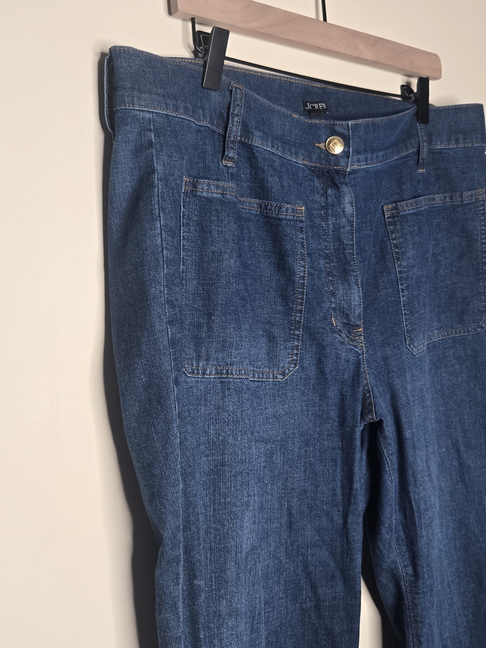 J.Crew Wide Leg Patch Pocket Jeans High Rise Denim Blue Spring 2025 - Picture 4 of 8